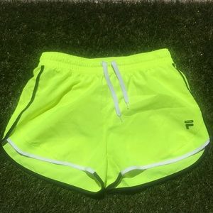 Neon Yellow FILA Gym Shorts